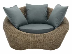 Discount Conjunto de 2 sillones de jardín de resina trenzada natural oscuro - WHITEHEAVEN de Salones De Jardín