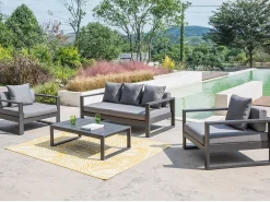 Hot Conjunto de 2 sillones de jardín de aluminio - antracita - MOLOKAI Salones De Jardín
