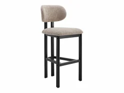 Vente-unique Conjunto de 2 taburetes de bar en tela texturizada y madera de hevea negra - - YELAZ