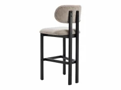 Vente-unique Conjunto de 2 taburetes de bar en tela texturizada y madera de hevea negra - - YELAZ