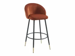 Vente-unique Conjunto de 2 taburetes de bar de terciopelo y metal - - ELIRAM Terracota