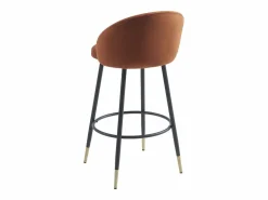 Vente-unique Conjunto de 2 taburetes de bar de terciopelo y metal - - ELIRAM Terracota