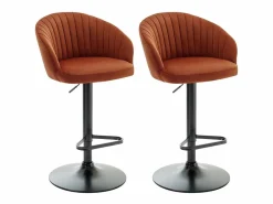 New Conjunto de 2 taburetes de bar de terciopelo y metal negro - - DORALIZ Muebles De Bar|Taburete Alto