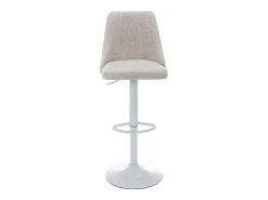 Clearance Conjunto de 2 taburetes de bar de tela y metal blanco - Beige - KIYOLA Muebles De Bar|Taburete Alto