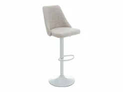 Clearance Conjunto de 2 taburetes de bar de tela y metal blanco - Beige - KIYOLA Muebles De Bar|Taburete Alto