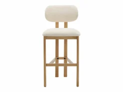 Hot Conjunto de 2 taburetes de bar en tela texturizada y madera de hevea - - YELAZ Taburete Alto|Muebles De Bar
