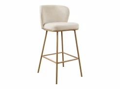 Vente-unique Conjunto de 2 taburetes de bar en tela texturizada y metal con efecto madera - y Natural - SENORASE