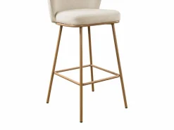 Vente-unique Conjunto de 2 taburetes de bar en tela texturizada y metal con efecto madera - y Natural - SENORASE