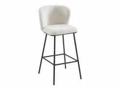 Online Conjunto de 2 taburetes de bar en tela bouclé y metal - - SENORASE Muebles De Bar|Taburete Alto