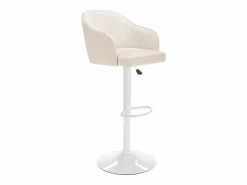New Vente-unique Conjunto de 2 taburetes de bar de tela y metal - y blanco - CARSTEN Crema
