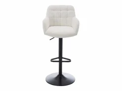 Hot Vente-unique Conjunto de 2 taburetes de bar de tela rizada y metal - Altura ajustable - - PEGA Blanco
