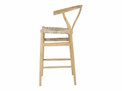 Vente-unique Conjunto de 2 taburetes de bar de teca y mimbre - Natural - POGIANA