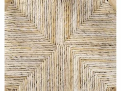 Vente-unique Conjunto de 2 taburetes de bar de teca y mimbre - Natural - POGIANA