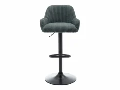 Best Conjunto de 2 taburetes de pana y metal negro - Altura ajustable - Verde - LILIYA Muebles De Bar|Taburete Alto
