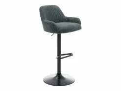 Best Conjunto de 2 taburetes de pana y metal negro - Altura ajustable - Verde - LILIYA Muebles De Bar|Taburete Alto