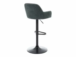 Best Conjunto de 2 taburetes de pana y metal negro - Altura ajustable - Verde - LILIYA Muebles De Bar|Taburete Alto