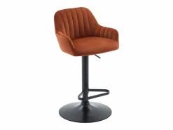 Online Vente-unique Conjunto de 2 taburetes de bar de terciopelo y metal - Altura ajustable - - ELEANA Terracota
