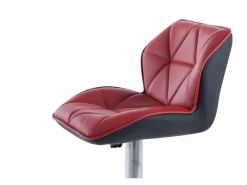 Vente-unique Conjunto de 2 taburetes de bar en piel sintética y acero cromado - Altura regulable - - CALVIN