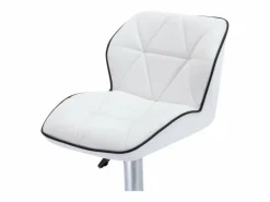 Conjunto de 2 taburetes de bar en piel sintética y acero cromado - Altura regulable - - CALVIN Muebles De Bar|Taburete Alto
