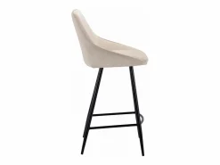 Vente-unique Conjunto de 2 taburetes de bar de terciopelo acanalado y metal negro - - MASURIE
