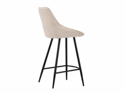 Vente-unique Conjunto de 2 taburetes de bar de terciopelo acanalado y metal negro - - MASURIE
