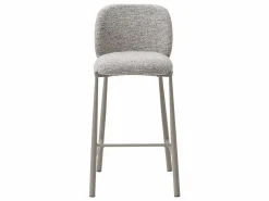 Outlet Conjunto de 2 taburetes en tela texturizada y metal topo - - JIZAK Muebles De Bar|Taburete Alto