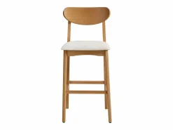Hot Conjunto de 2 taburetes en tela texturizada y madera de hevea natural - - LERANIA Muebles De Bar|Taburete Alto