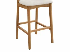 Hot Conjunto de 2 taburetes en tela texturizada y madera de hevea natural - - LERANIA Muebles De Bar|Taburete Alto
