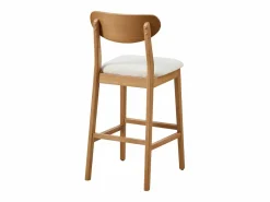 Hot Conjunto de 2 taburetes en tela texturizada y madera de hevea natural - - LERANIA Muebles De Bar|Taburete Alto