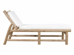 MYLIA Conjunto de 2 tumbonas de teca con colchón - Natural claro y blanco - TULUM de Color natural claro