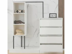 Conjunto de armario con cajones, aparador y barra para colgar ropa, 140x40x135cm.