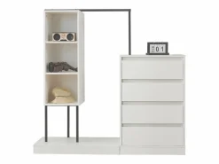 Conjunto de armario con cajones, aparador y barra para colgar ropa, 140x40x135cm.