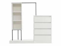 Conjunto de armario con cajones, aparador y barra para colgar ropa, 140x40x135cm.