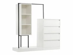 Conjunto de armario con cajones, aparador y barra para colgar ropa, 140x40x135cm.