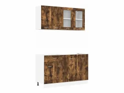 vidaxl Conjunto de armarios de cocina Lyon 4 pcs Roble ahumado