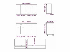 vidaxl Conjunto de armarios de cocina Lyon 4 pcs Roble ahumado