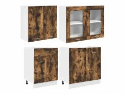vidaxl Conjunto de armarios de cocina Lyon 4 pcs Roble ahumado