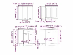 vidaxl Conjunto de armarios de cocina de 4 piezas 