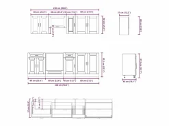 New vidaxl Conjunto de armarios de cocina "Porto" de 8 piezas de madera de ingeniería de roble Sonoma Marru00f3n