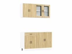 Outlet Conjunto de armarios de cocina de 4 piezas "Porto" de madera de ingeniería de roble Sonoma Cocina Completa