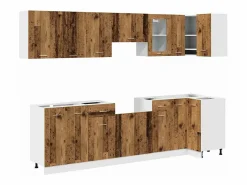 Best vidaxl Conjunto de armarios de cocina de 11 piezas "Lyon" de madera de ingeniería de madera vieja Color natural claro