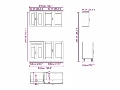 Outlet vidaxl Conjunto de armarios de cocina de 4 piezas "Porto" de en madera de ingeniería de roble marrón Marru00f3n