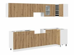 Sale Conjunto de armarios de cocina de 11 piezas "Lyon" de madera de ingeniería de roble artesanal Cocina Completa
