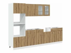 New Conjunto de armarios de cocina de 7 piezas "Lyon" de madera de ingeniería de roble artesanal Cocina Completa