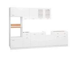 Hot Conjunto de armarios de cocina de 7 piezas "Lyon" de madera de ingeniería blanca Cocina Completa