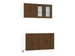 Outlet vidaxl Conjunto de armarios de cocina de 4 piezas "Kalmar" de en madera de ingeniería de roble marrón Marru00f3n