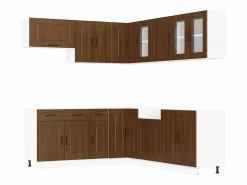 New Conjunto de armarios de cocina de 11 piezas "Kalmar" de madera de ingeniería de roble marrón Cocina Completa