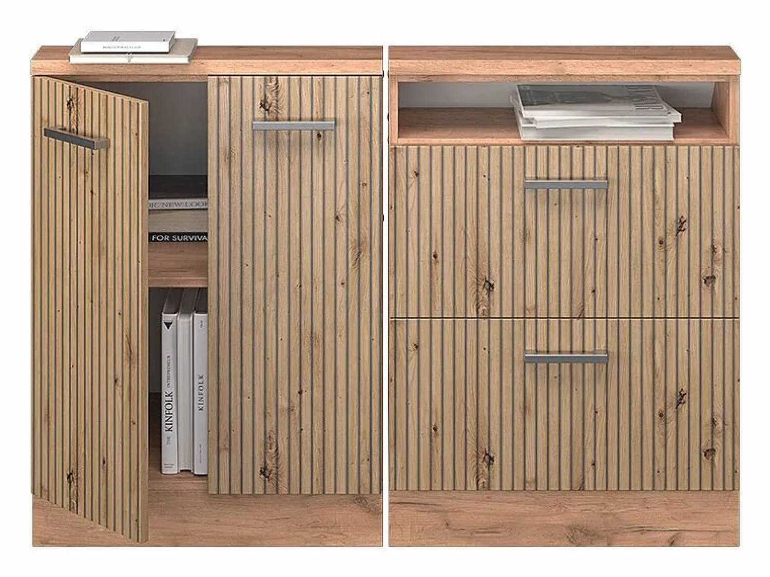 Online Vicco Conjunto de armarios para techo inclinado roble artesanal/roble dorado 120x46x81.6 rion Color natural claro