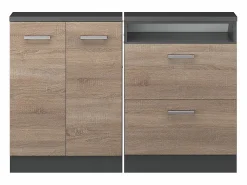 Sale Conjunto de armarios para techo inclinado sonoma/antracita 120x46x81.6 rion Armario Para Buhardilla