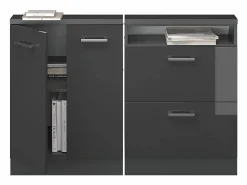 Hot Conjunto de armarios para techo inclinado antracita brillo intenso/antracita 120x46x81.6 rion Armario Para Buhardilla